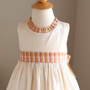 Ivory Silk Dress Spring Plaid Sash Dupioni Portrait Wedding Special Occasion NWT